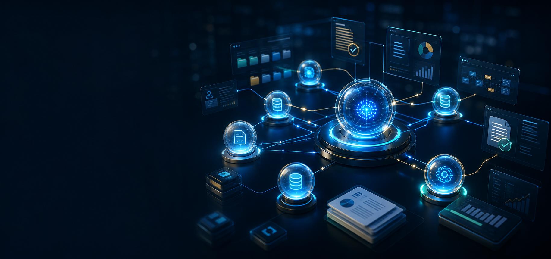 Agentes de inteligência artificial conectados a documentos, dados, sistemas e processos empresariais