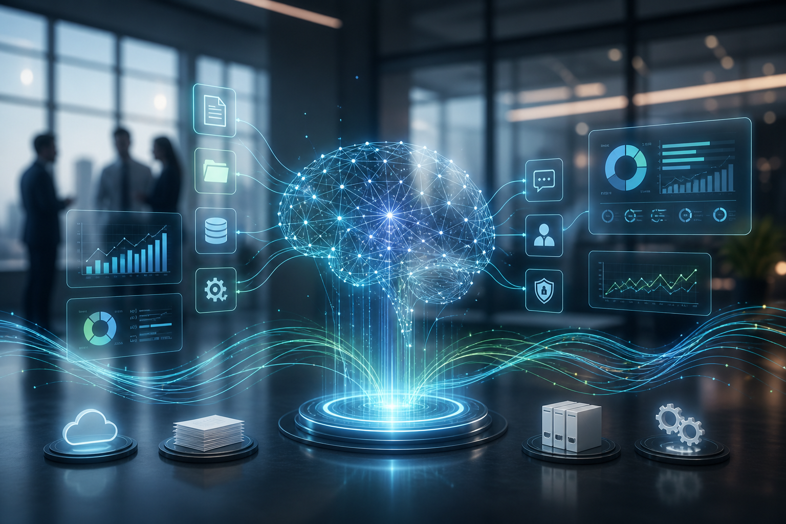 Inteligência artificial corporativa aplicada a dados, documentos, automação e sistemas empresariais