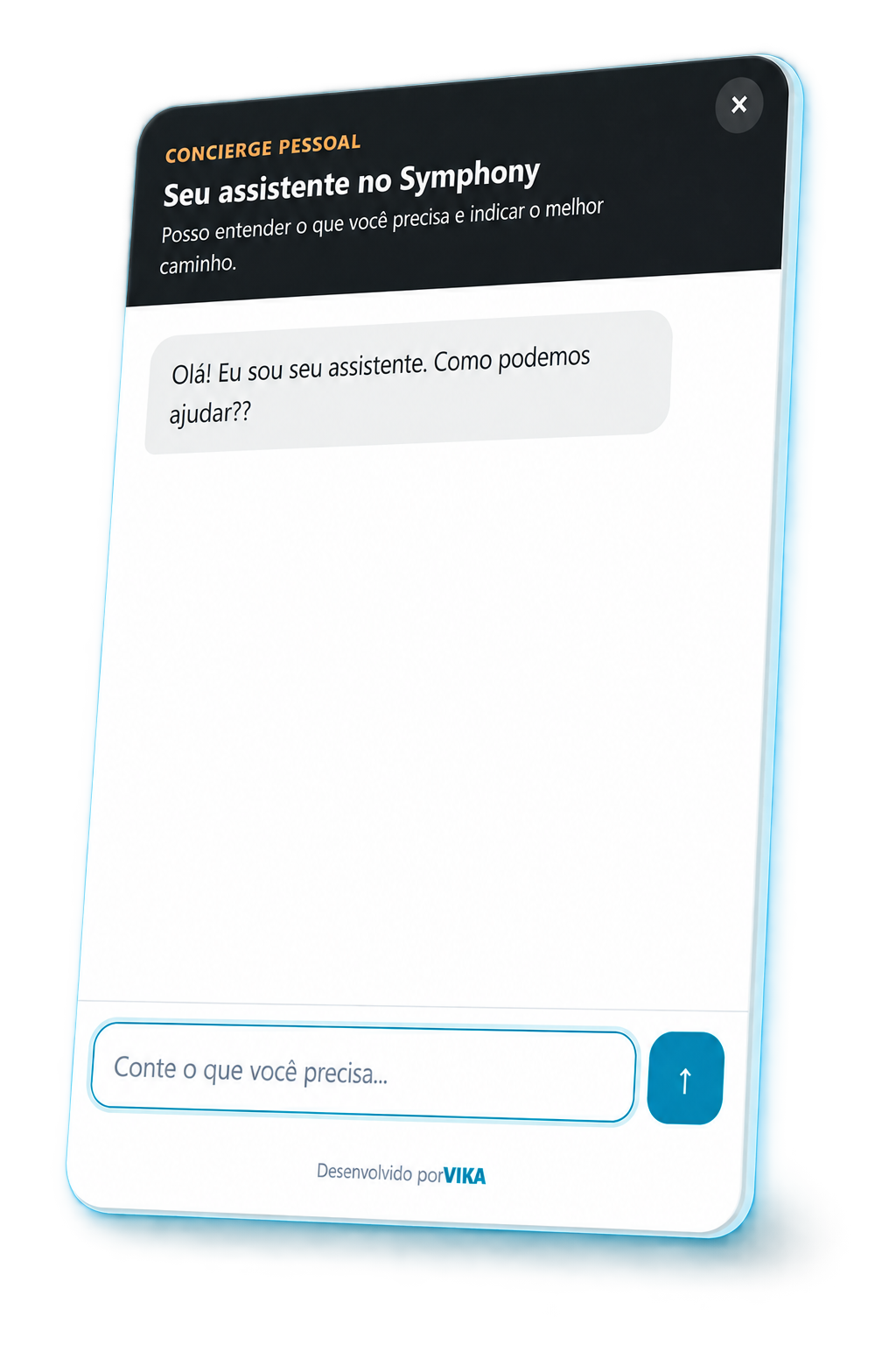 Interface do Vika Concierge, assistente virtual para sites